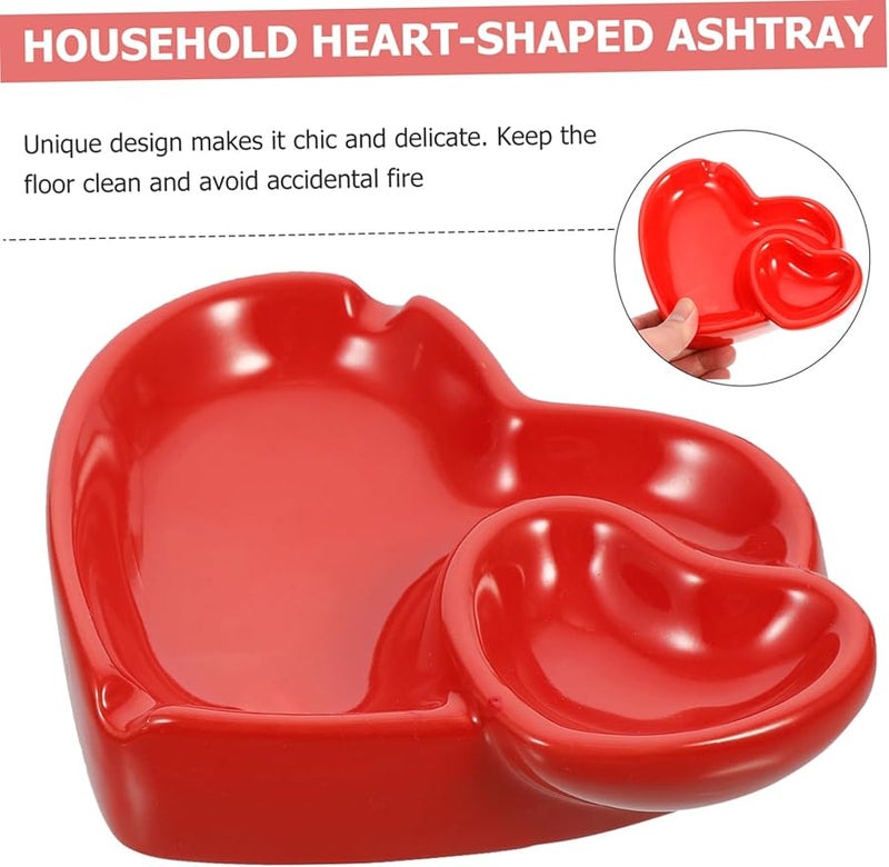 منفضة سيراميك على شكل قلب مقاومة للحرارة حامل رماد مدمج لسطح المكتب ديكور منزلي - Image 5